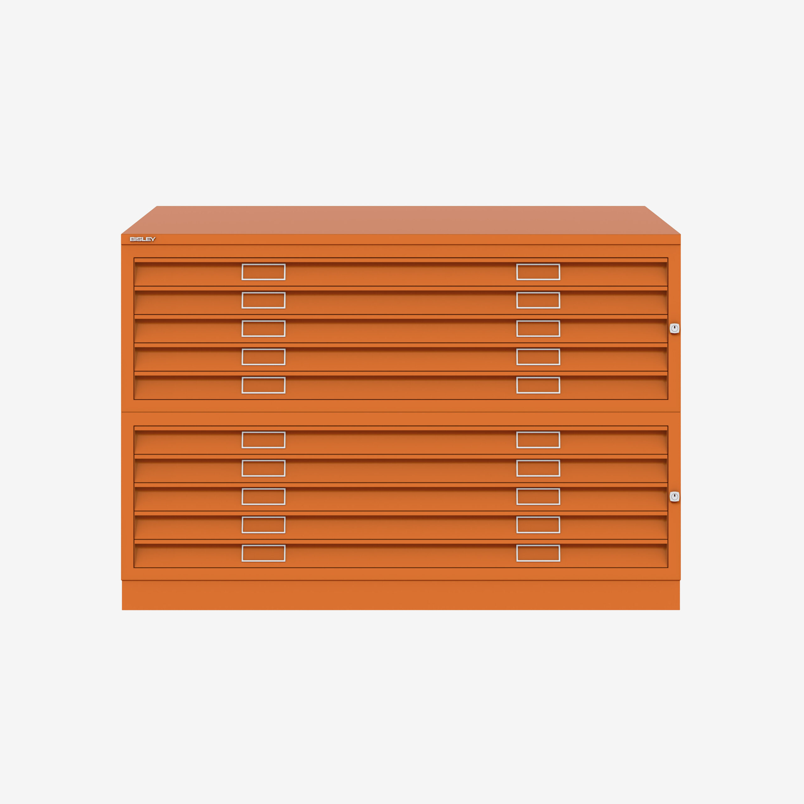 Bisley 10 Drawer Cabinet in Orange | A0 Filing Cabinet | Bisley Direct